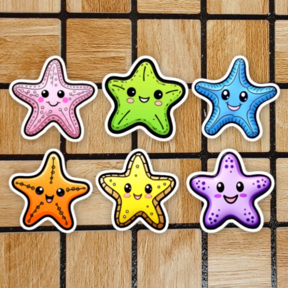 Starfish Sticker Pack of 6 Vinyl Stickers - Waterproof Die Cut Sticker Set